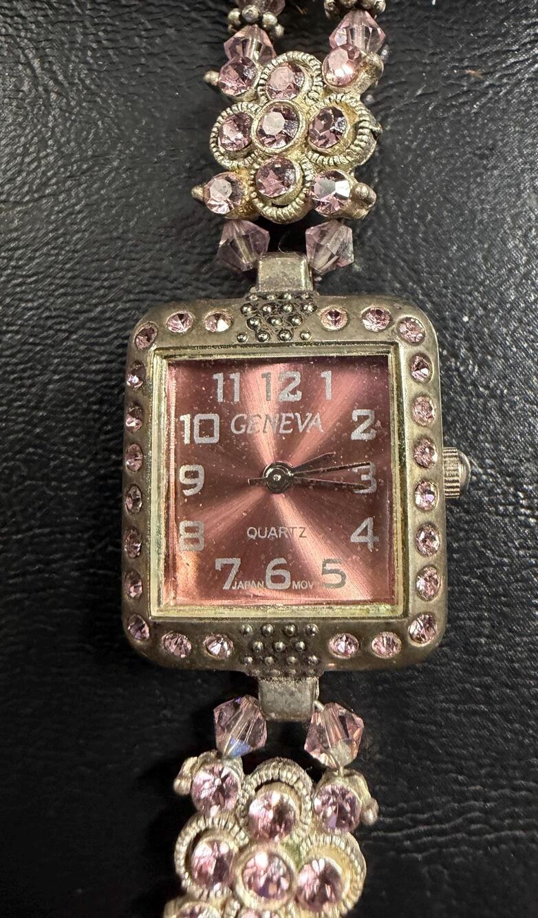 Geneva Black/White Beaded Watch Bracelet